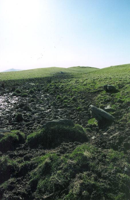Looking southwest.  The ramparts of the <A href="burghhillfort.html">hill fort</A> can been seen on the summit just to the right of centre.