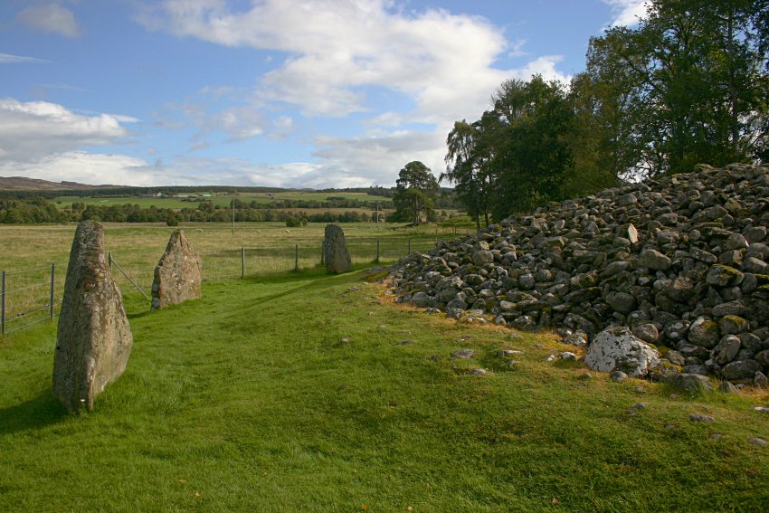 The northwestern arc of the circle.  The second standing stone from the left is cup-marked on its external face.