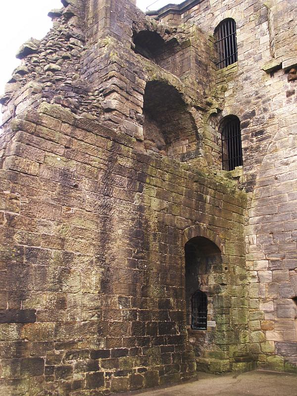 The north wall and northeast tower from inside the great hall.