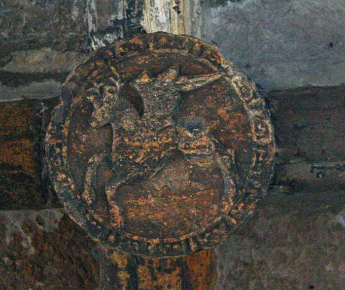 Ceiling boss in the gatehouse beyond the south entrance.