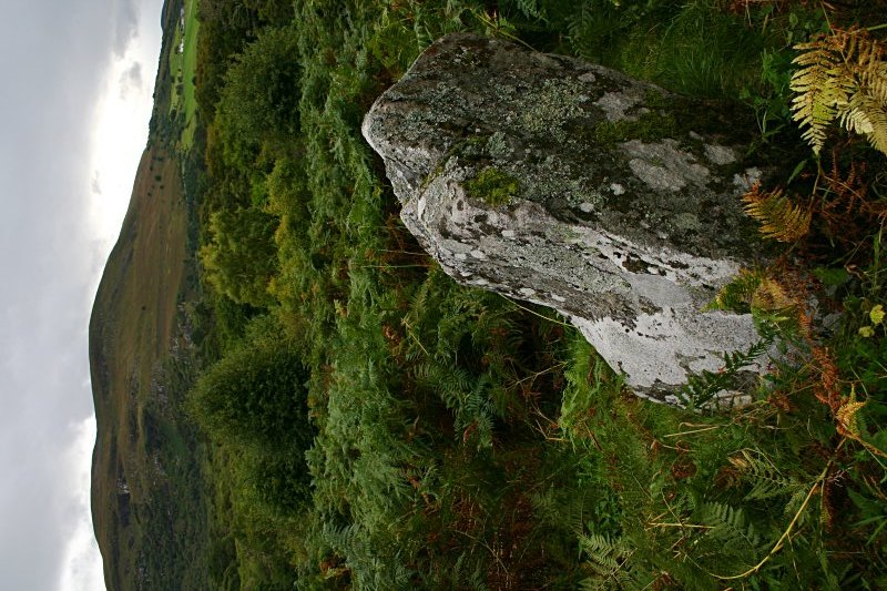 The westernmost stone, looking southwest towards Creag an Amalaidh.