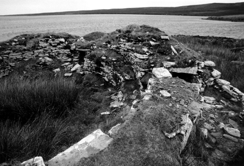 Another view from the broch wall.  One entrance is in the far wall, the other much nearer in the wall to the right.