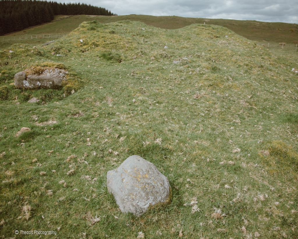 Some of the possible kerb boulders around the larger cairn.