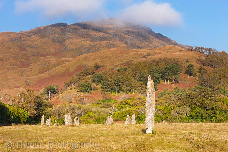 The outlying stone in the foreground with the mountain Creach Beinn Bheag as a backdrop.