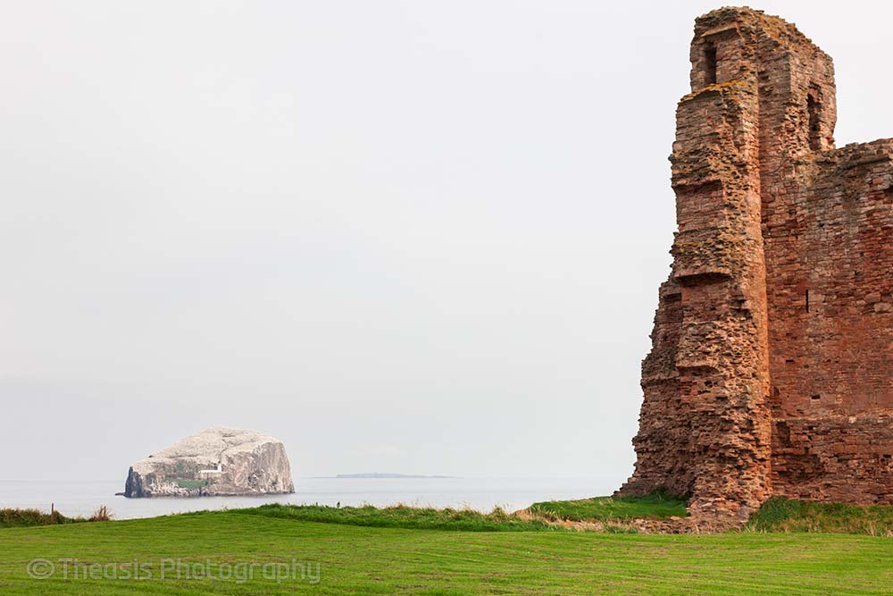 The northwest Douglas Tower, and the Bass Rock out to sea.