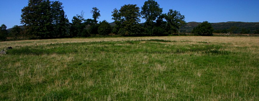 The whole circle of the henge, looking west.  A number of low stones can be seen at the extreme left of the circle.