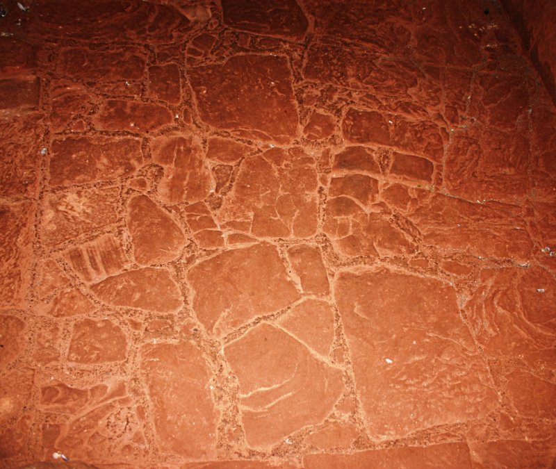 Paved floors of beautiful red sandstone in the donjon.