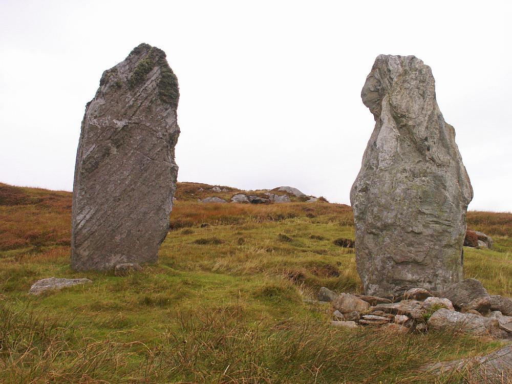 The two tall stones at the northeast.