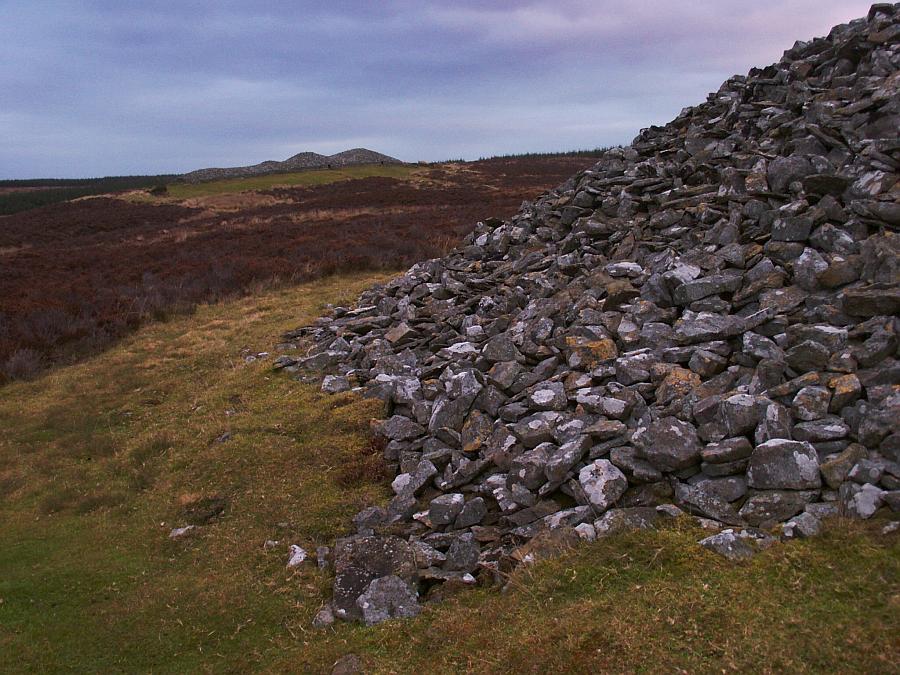 Looking north towards Camster long cairn from the round cairn.