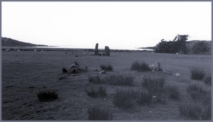 Looking southwest into Loch Stornoway and the open sea.  The stones in the foreground are just field-clearance.