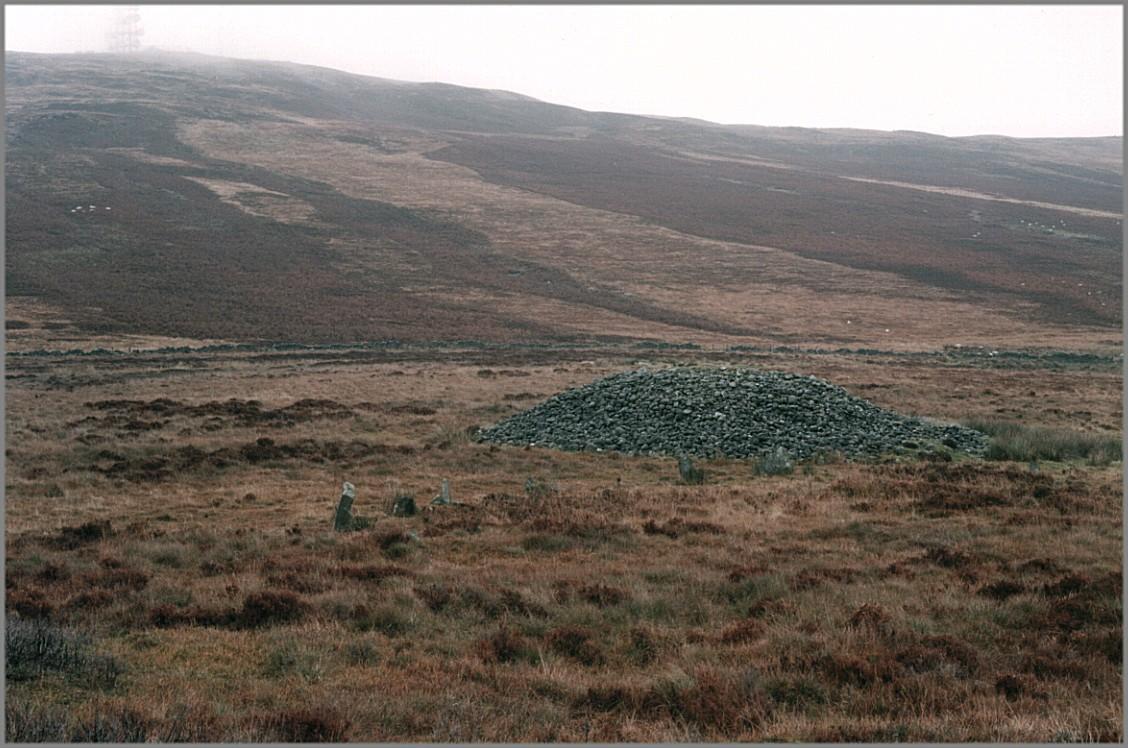  Looking north.  In the foreground is the stone circle.  Immediately behind is the large cairn.