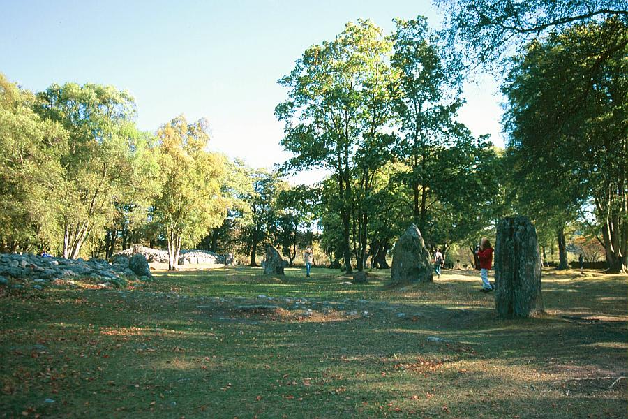 Stones surrounding the ring cairn with the northeast passage cairn in the background.
