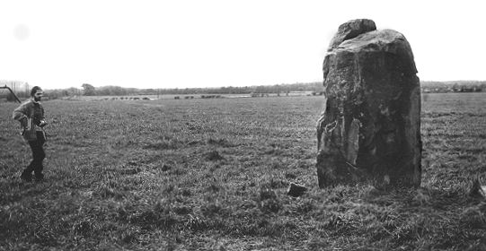  The monolith at Drybridge. The yardstick to the left of the picture is about six feet tall.