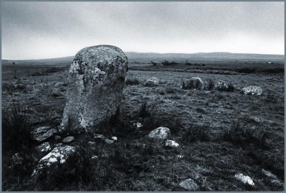 Looking east.  Many of the smaller stones covering the ground within the circle can be seen
