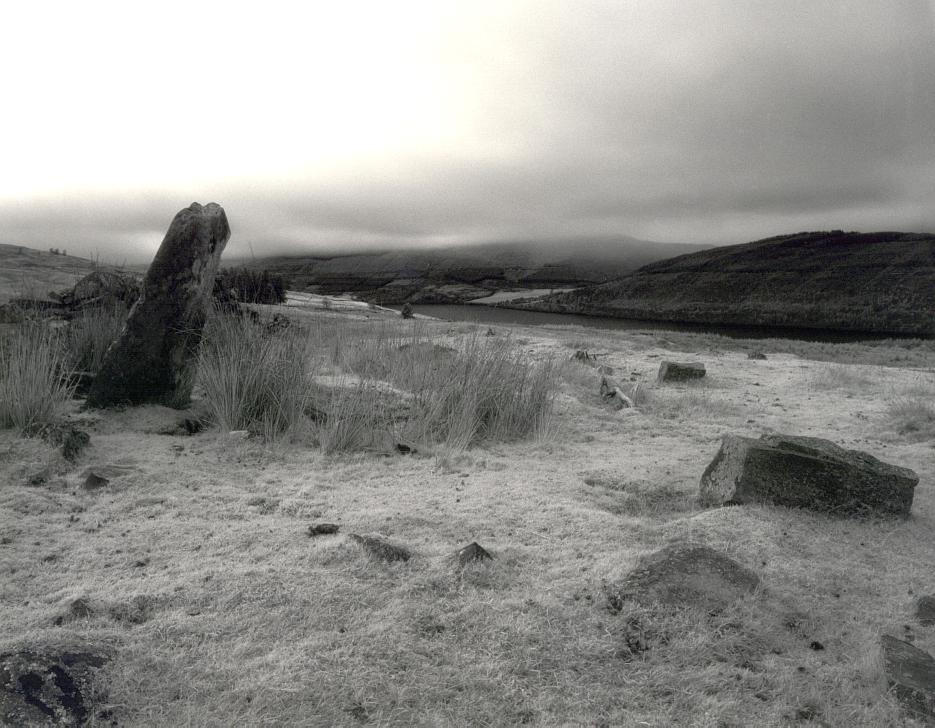 The northern stone, looking west down to Loch Tay.