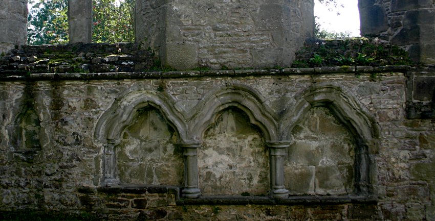 The <i>sedilia</i> on the south side of the choir.  This is where the priest and servers would sit during services.