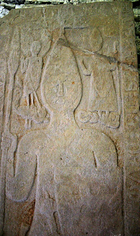 The 14th Century graveslab of Sir John Drummond inside the chapter house.