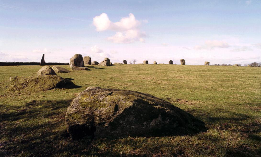 The southern arc and Long Meg, looking west
