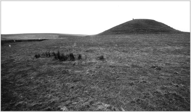  Looking west towards Maeshowe from the surrounding ditch