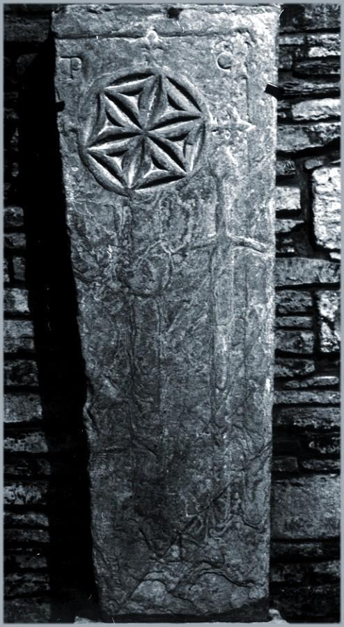 An early stone slab showing a crusader