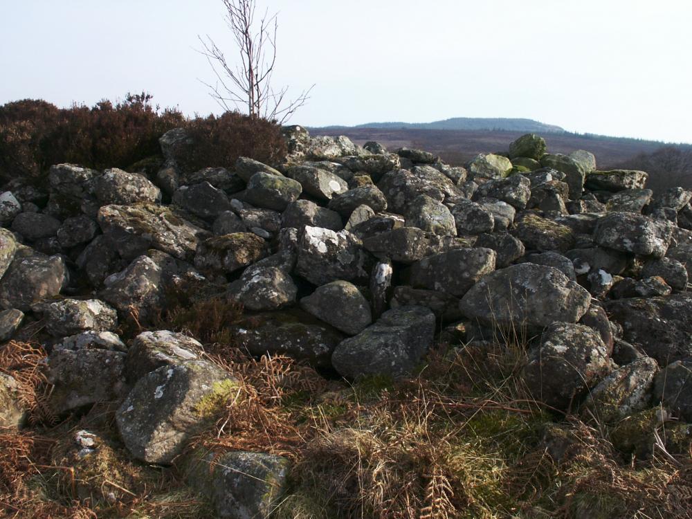 The centre of the cairn, looking south.