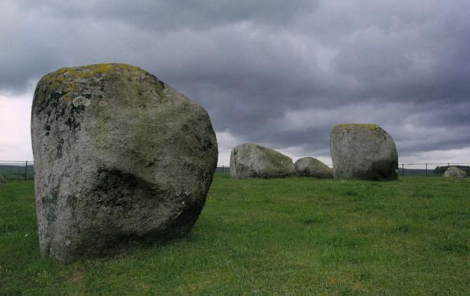 Looking northwest towards the three central stones.