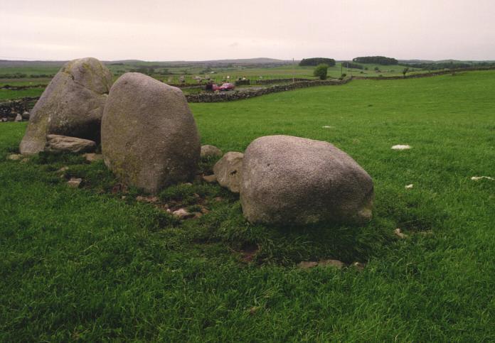 The nearby row of stones.  The circle can be seen behind the stones and across the road.